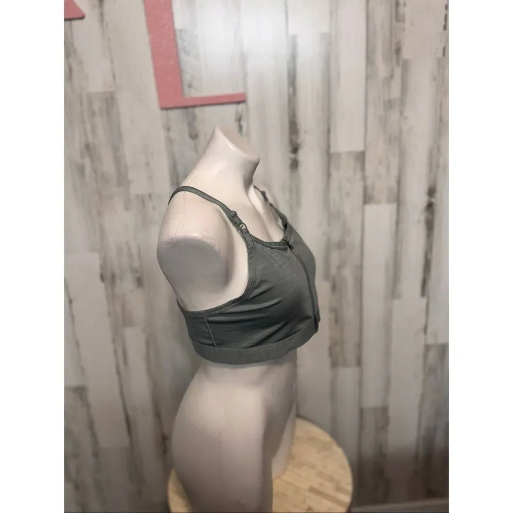Nike Dri-Fit Zip Front Sports Bra XL Gray — High Support Training Activewear Top